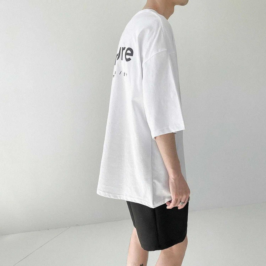 Clothing The Korean Fashion | Letter Printing Color Reflective T-Shirt White