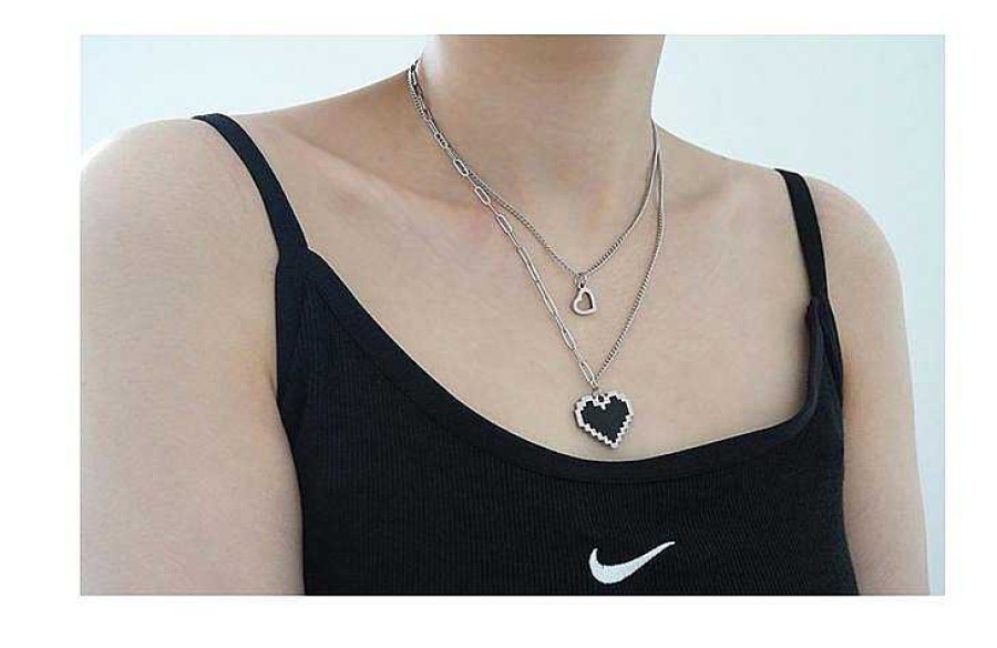 Women The Korean Fashion Necklaces | Love Pendant Necklace Two Necklaces