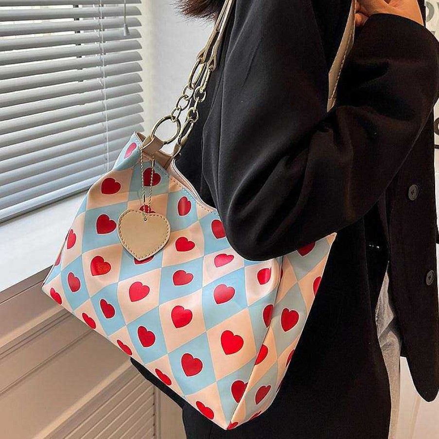 Women The Korean Fashion | Heart Print Tote Bag