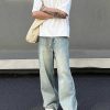 Clothing The Korean Fashion Jeans | Retro Straight Wide-Leg Jeans Light Blue