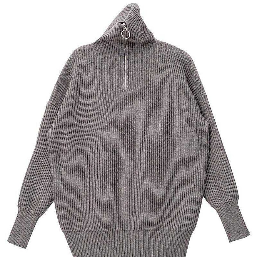 Clothing The Korean Fashion | Ring Zipper Turtleneck Sweater