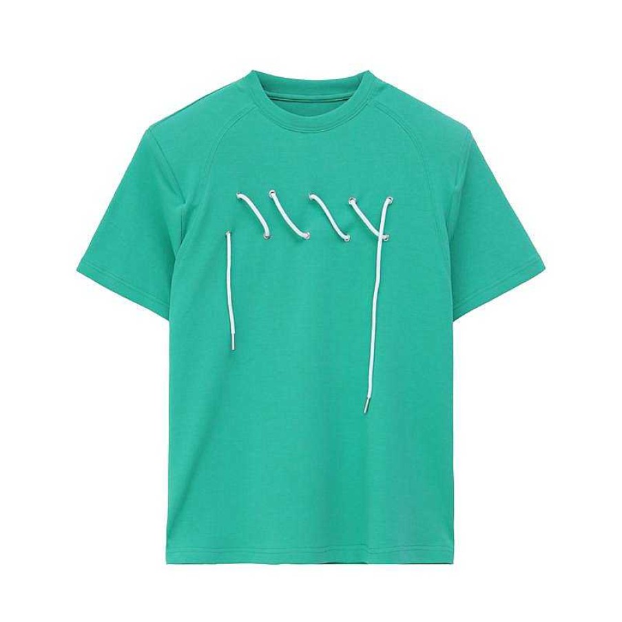 Clothing The Korean Fashion | Drawstring T-Shirt With Shoulder Pads