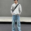 Clothing The Korean Fashion Jeans | Retro Work Multi-Pocket Pants Blue