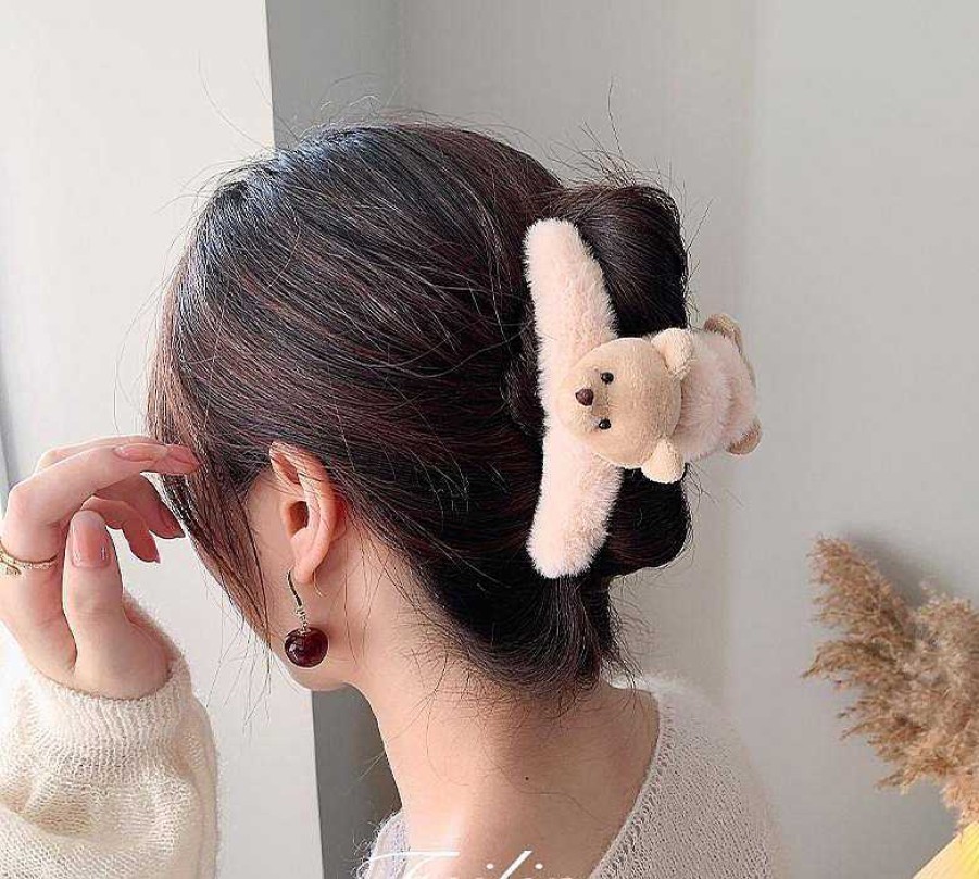 Women The Korean Fashion Hair Accessories | Bear Plush Claw Clip