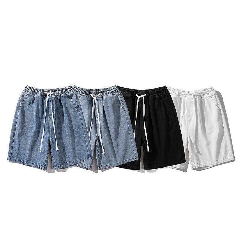 Clothing The Korean Fashion Shorts | Elastic Waist Washed Denim Shorts