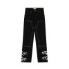 Clothing The Korean Fashion Jeans | Star Embroidered Jeans Black