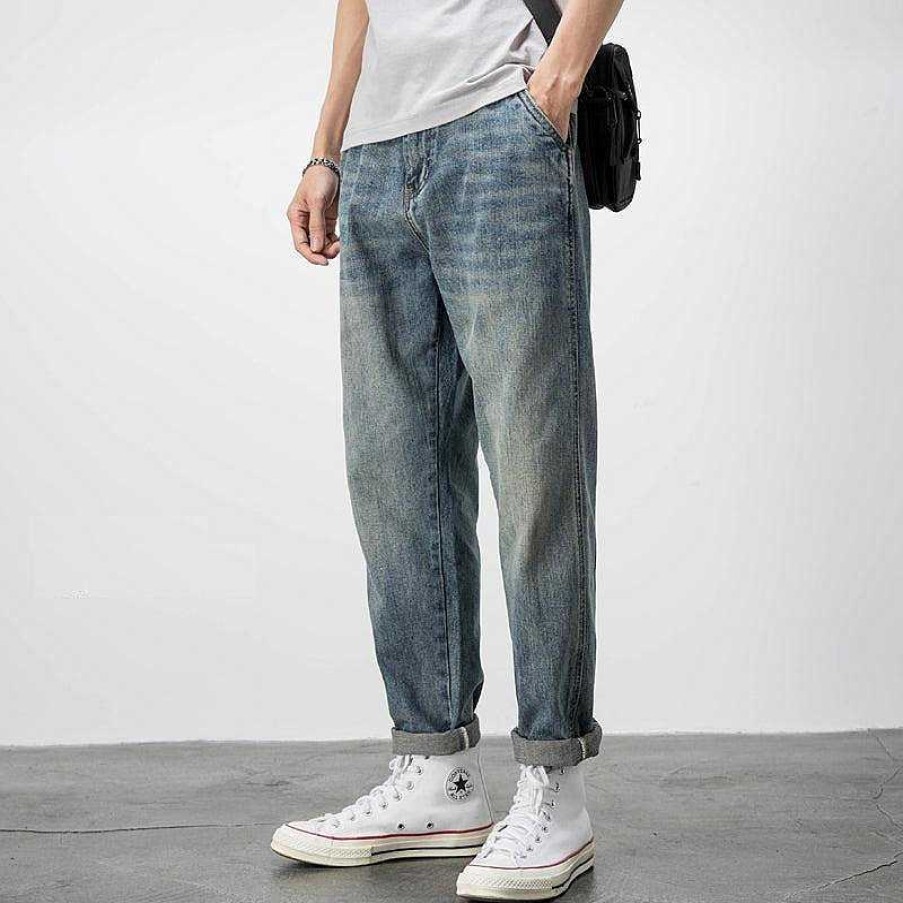 Clothing The Korean Fashion Jeans | Retro Ripped Straight-Leg Jeans