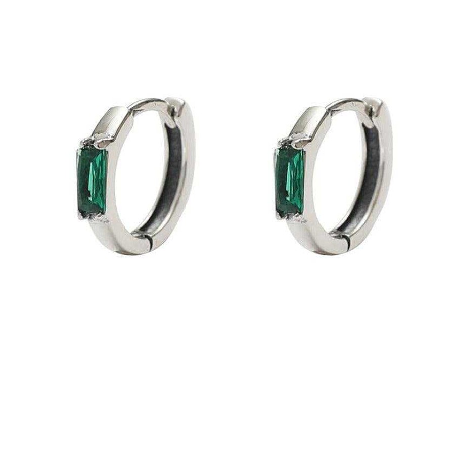 Accs & Bags & Shoes The Korean Fashion | Green Zircon Hoop Earrings