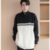 Clothing The Korean Fashion | Stitching Contrasting Zipper Cardigan Sweater