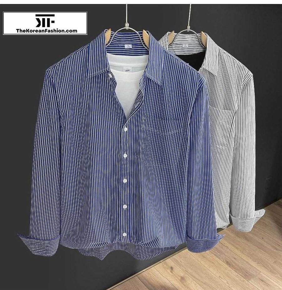 Casual Style Clothes The Korean Fashion | Striped Business Button Down Shirt