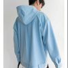 Clothing The Korean Fashion | Denim Color Hooded Sweatshirt