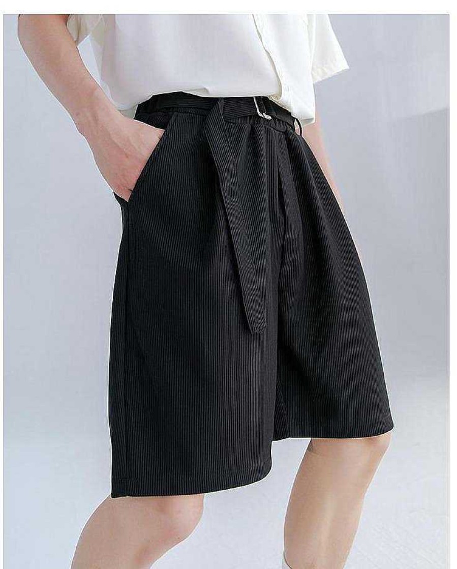 Clothing The Korean Fashion Shorts | Striped Shorts With Belt