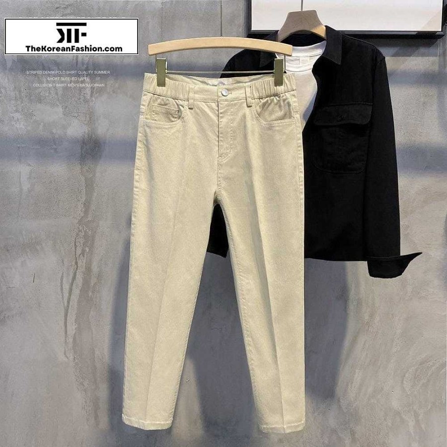 Casual Style Clothes The Korean Fashion | Autumn Cotton Elastic Waist Casual Pants