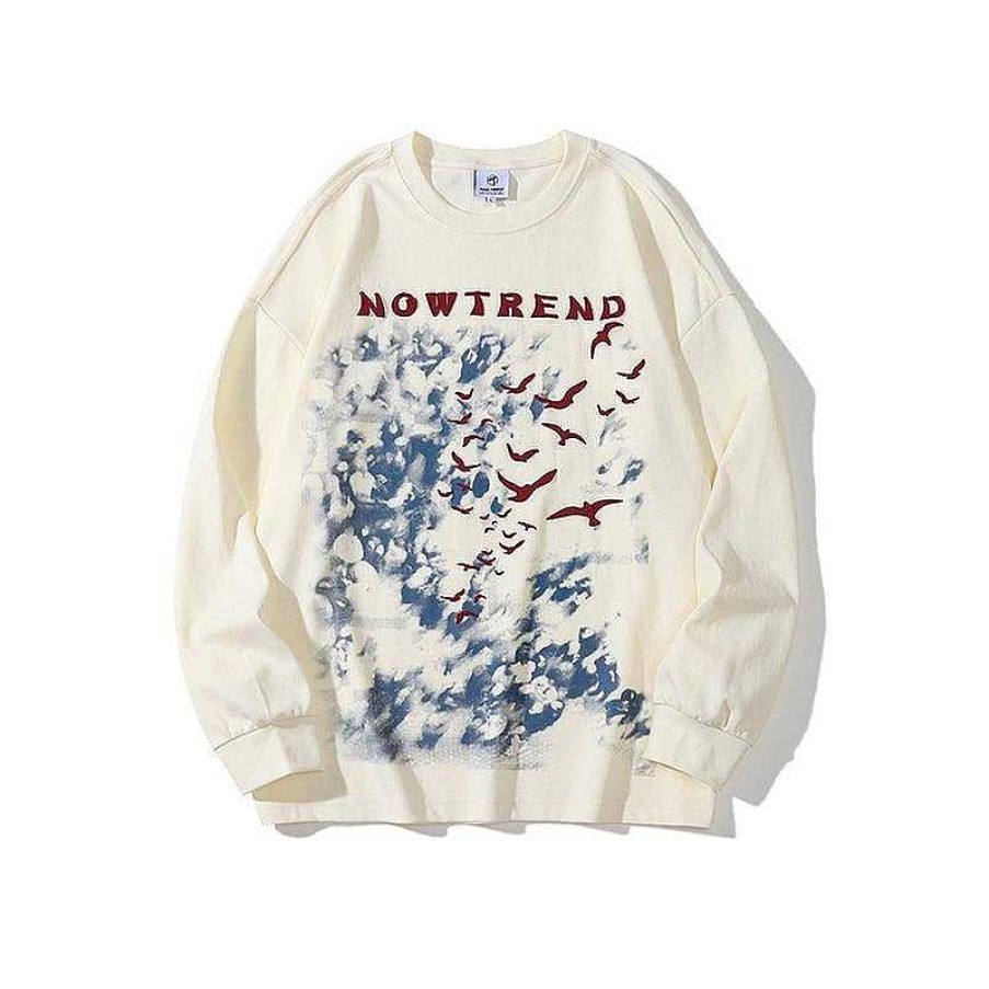 Clothing The Korean Fashion | Printed Round Neck Sweatshirt