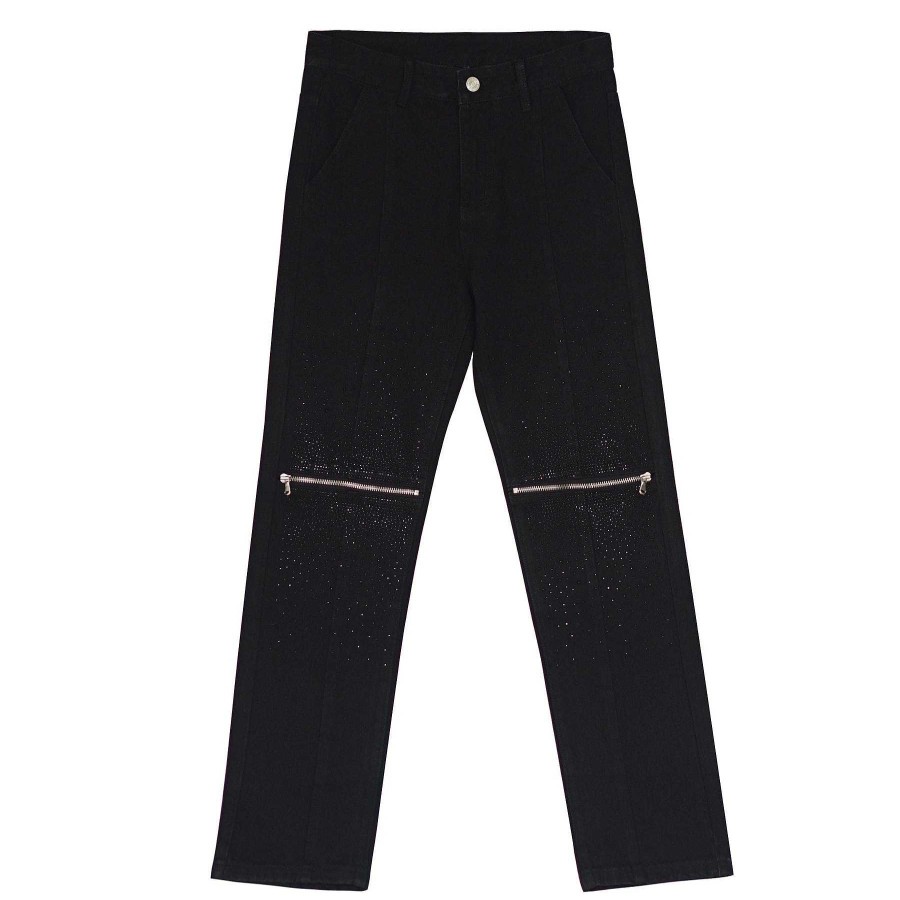 Clothing The Korean Fashion Jeans | Zip Slim Zipper Jeans Black