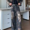 Clothing The Korean Fashion Jeans | Hand-Painted Destroyed Washed Jeans Black