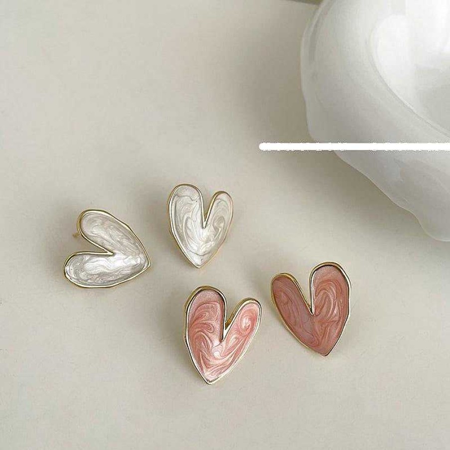 Women The Korean Fashion Earrings | Pink Heart Earrings