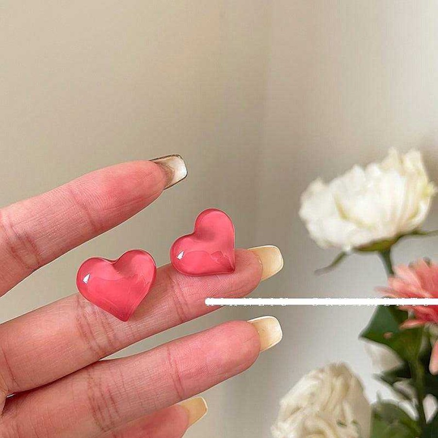 Women The Korean Fashion Earrings | Heart Earrings Pink