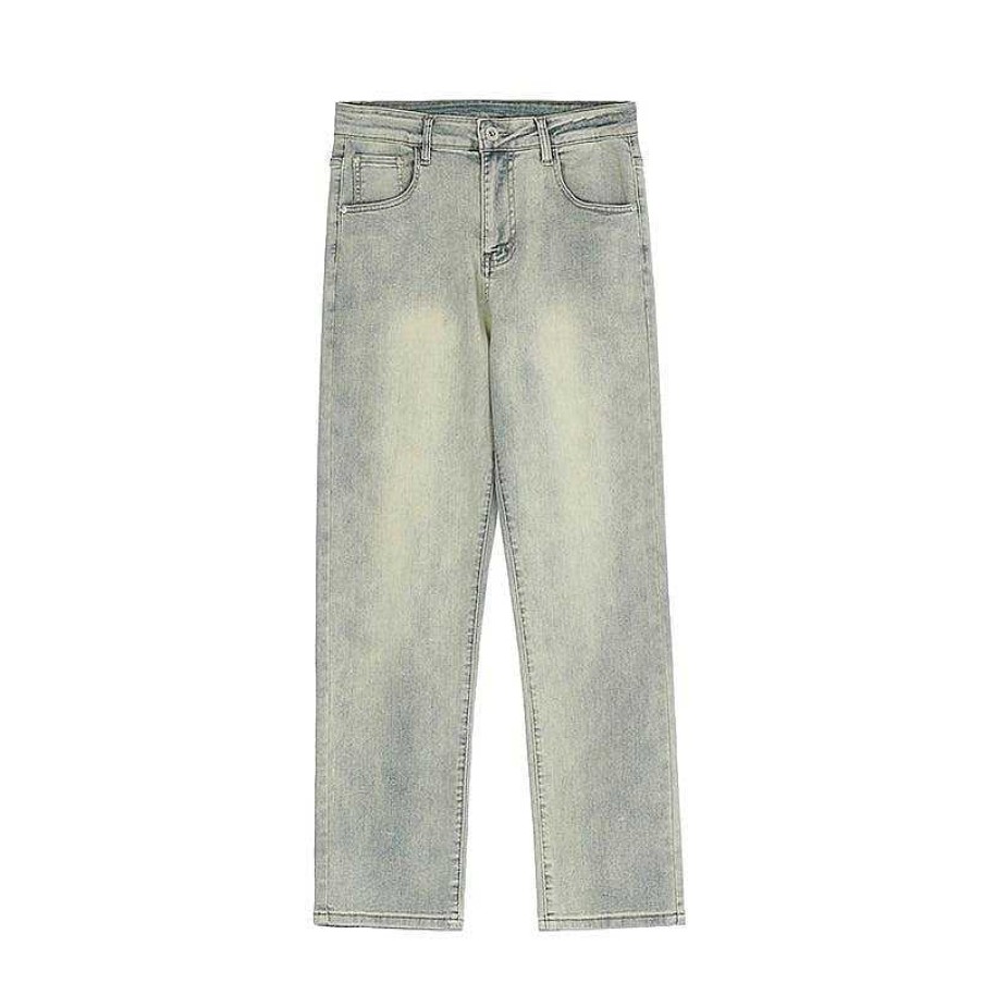 Clothing The Korean Fashion Jeans | Slim Printed Dyed Jeans Yellow Mud Color