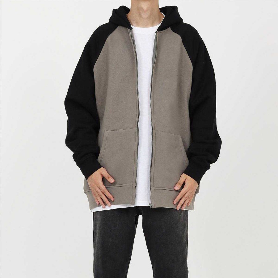 Clothing The Korean Fashion | Two Color Zipper Hooded Plus Fleece