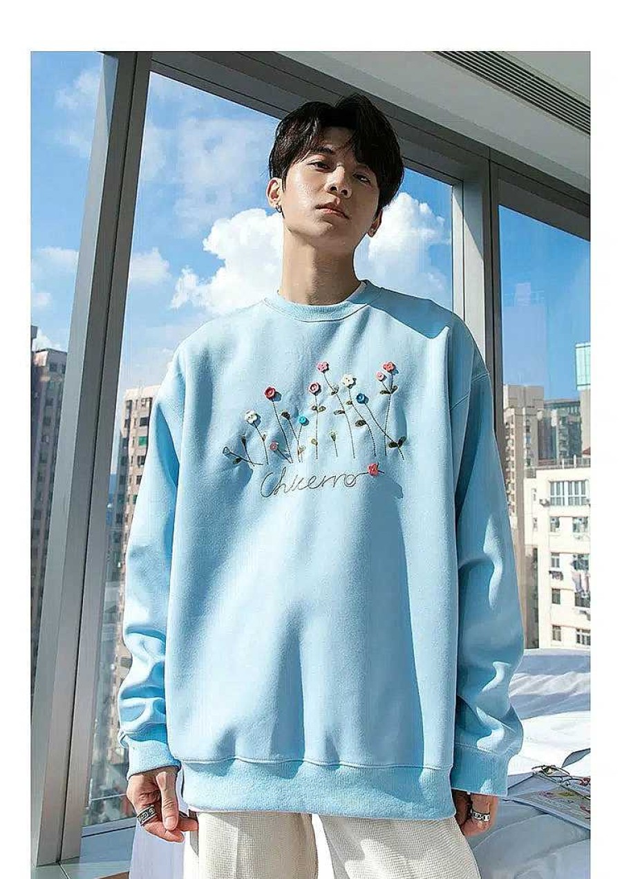 Clothing The Korean Fashion | Wildflower Crew Neck Sweatshirt