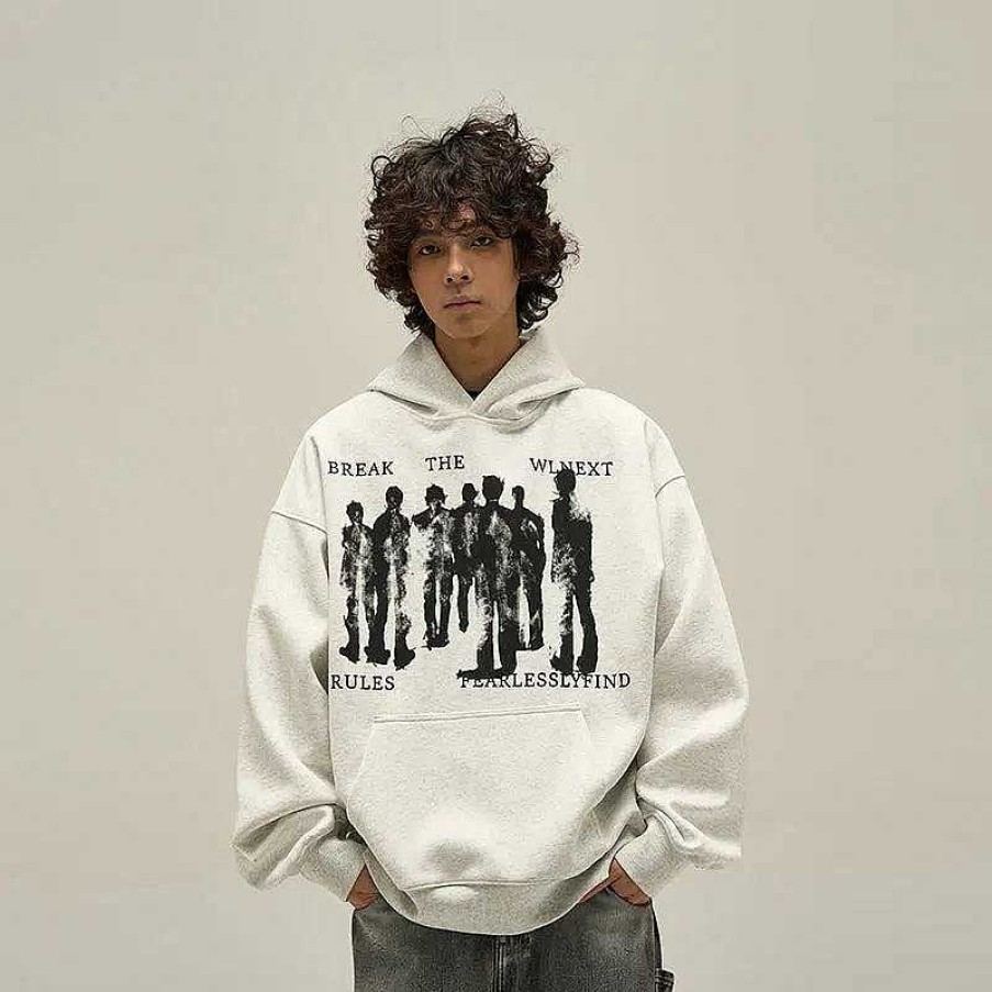 Clothing The Korean Fashion | Punk Print Hooded Sweatshirt