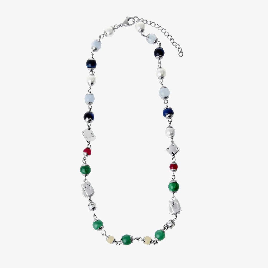 Accs & Bags & Shoes The Korean Fashion | Colorful Dice Beaded Stitching Necklace Silver Colored Beads