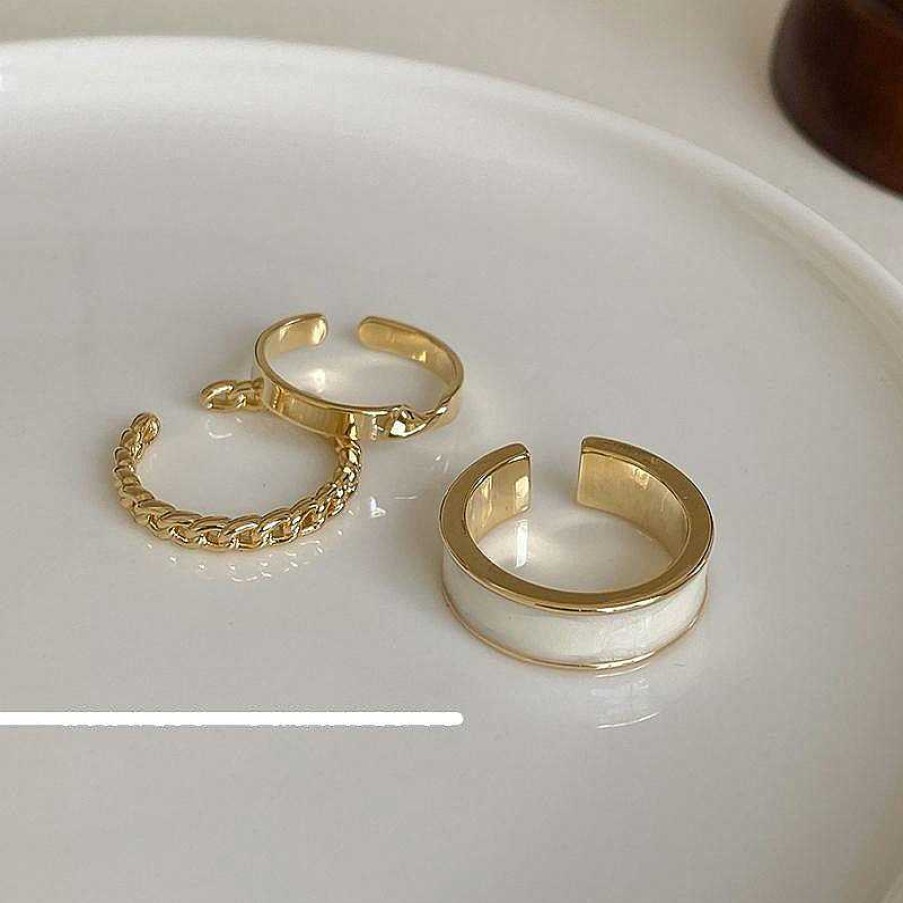 Women The Korean Fashion Rings | Gold Open Ring Set 3 Pcs