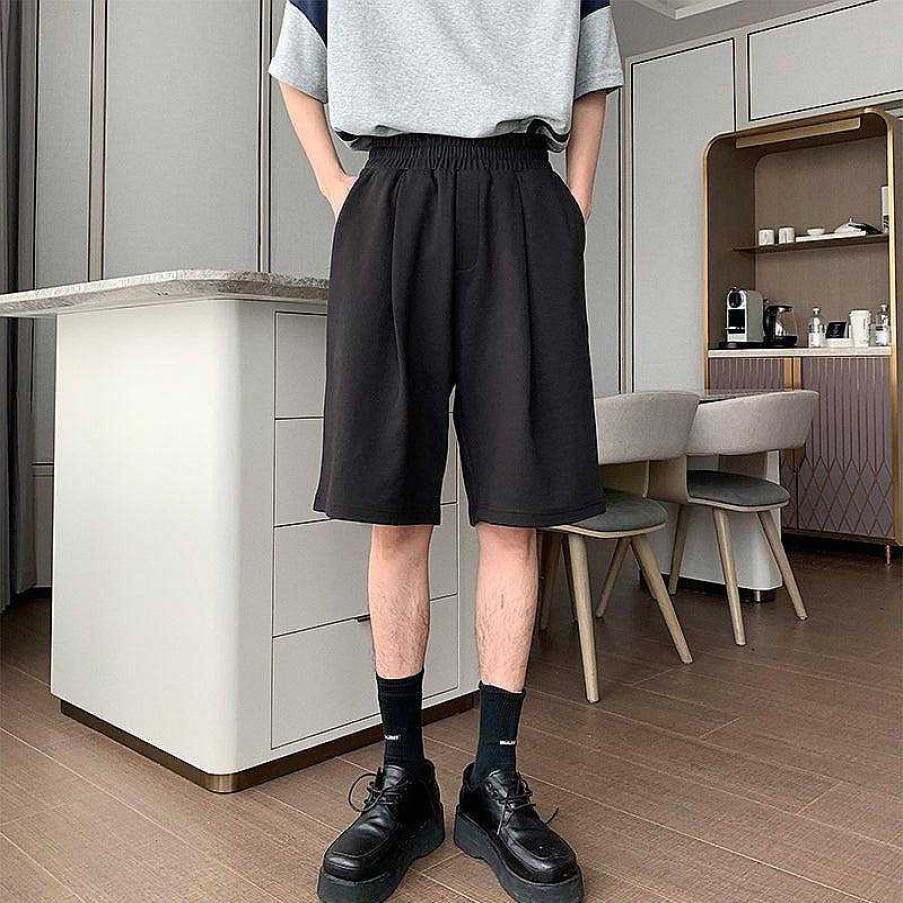 Clothing The Korean Fashion Shorts | Elastic Waist Straight Track Shorts