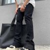 Clothing The Korean Fashion Jeans | Black Slim Fit Flared Jeans