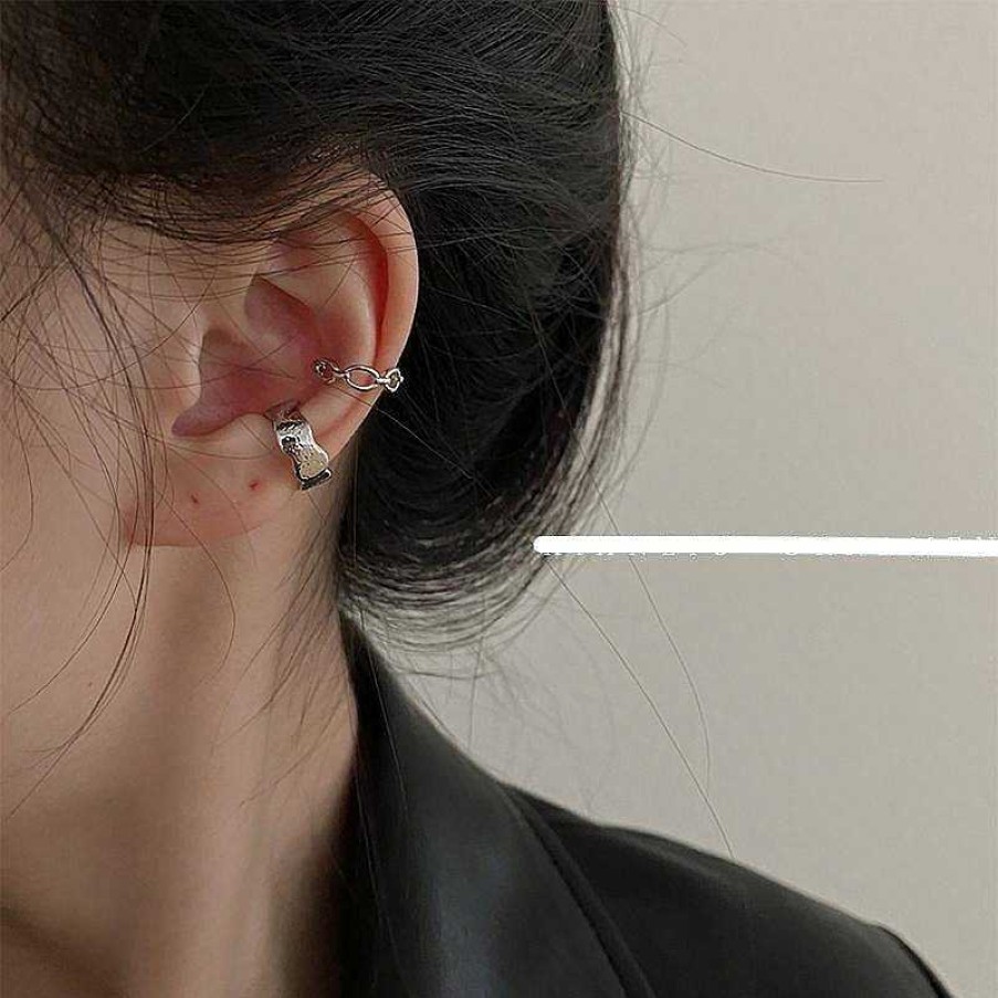 Women The Korean Fashion Earrings | Three-Piece Silver Earring Clip Three-Piece Suit