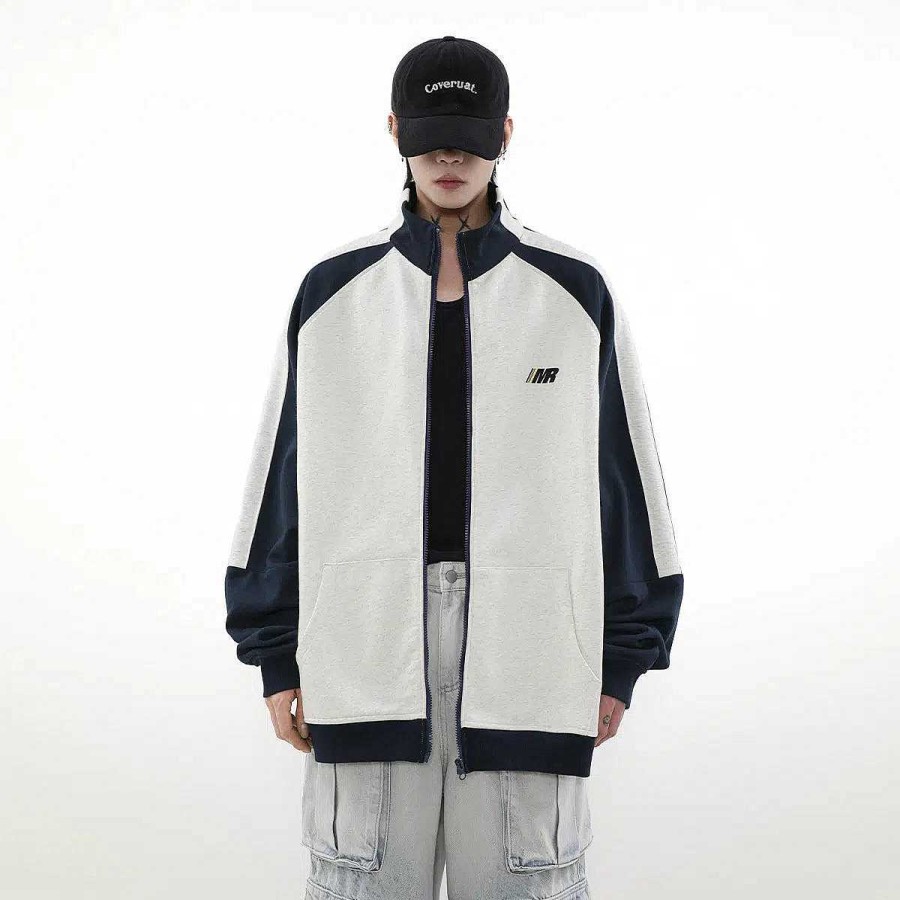 Clothing The Korean Fashion | Stand-Up Colorblock Jacket