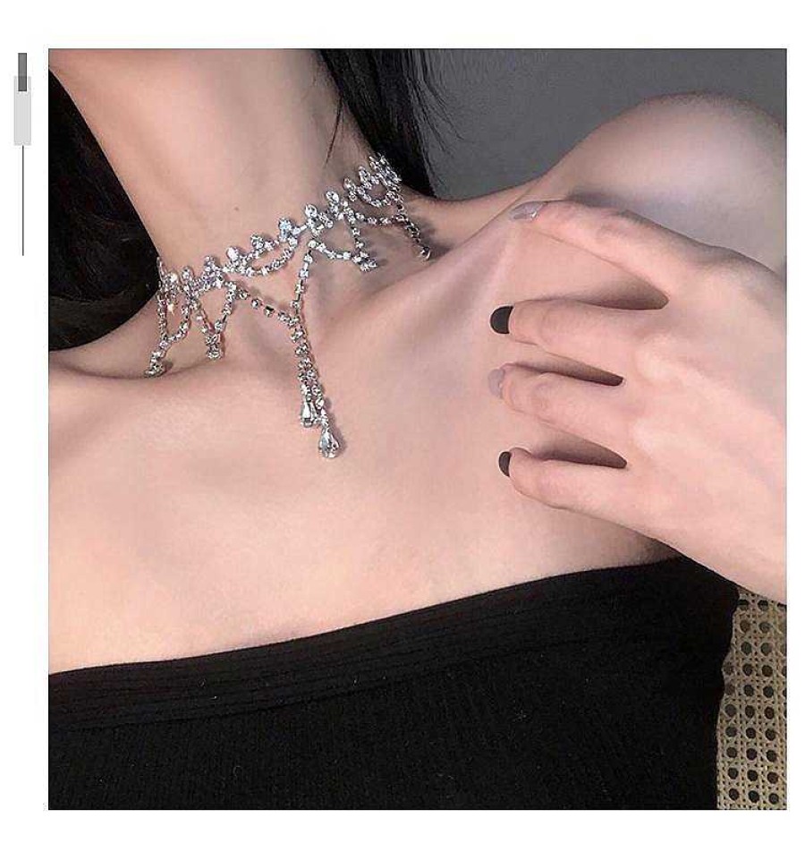 Women The Korean Fashion Necklaces | Flash Diamond Necklace Silver