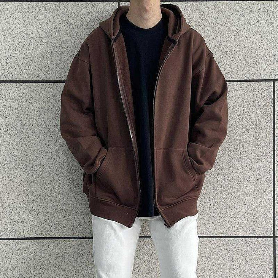 Clothing The Korean Fashion Slim Fit | Basic Velvet Hooded Zipper Cardigan