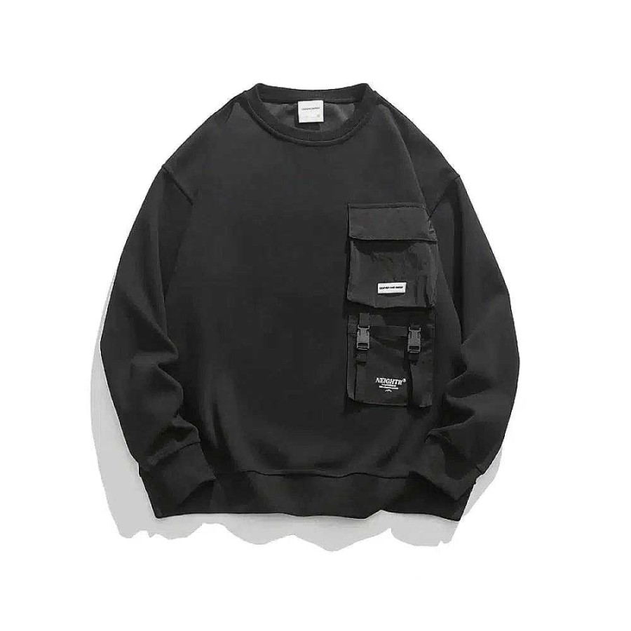 Clothing The Korean Fashion | Contrasting Color Round Neck Sweatshirt