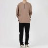 Clothing The Korean Fashion | Waffle Half-Zip Round Neck Sweatshirt