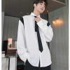 Clothing The Korean Fashion | Stitching Contrasting Long -Sleeved Shirt