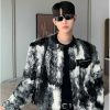 Clothing The Korean Fashion | Tie-Dye Contrasting Sherpa Jacket Black