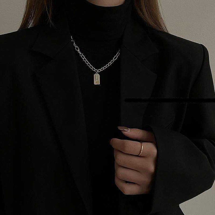 Women The Korean Fashion Necklaces | Rectangular Pendant Necklace