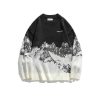 Clothing The Korean Fashion | Snow Mountain Pattern Crew Neck Sweater