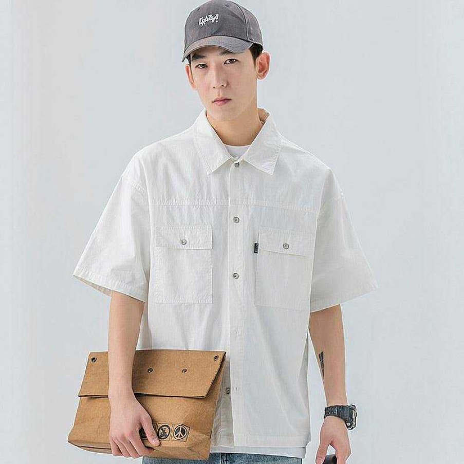 Clothing The Korean Fashion | Short Sleeve Work Shirt