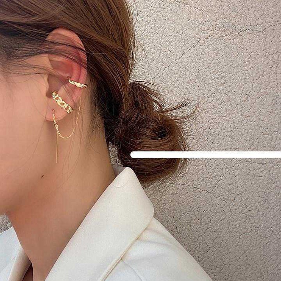 Women The Korean Fashion Earrings | Tassel Chain Retro Earrings Clips