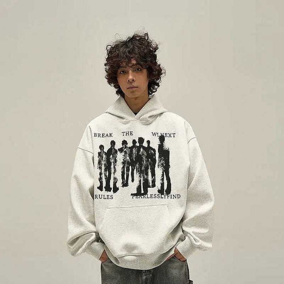 Clothing The Korean Fashion | Punk Print Hooded Sweatshirt