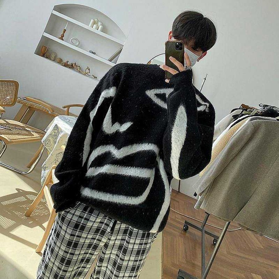 Clothing The Korean Fashion | Abstract Print Sweater