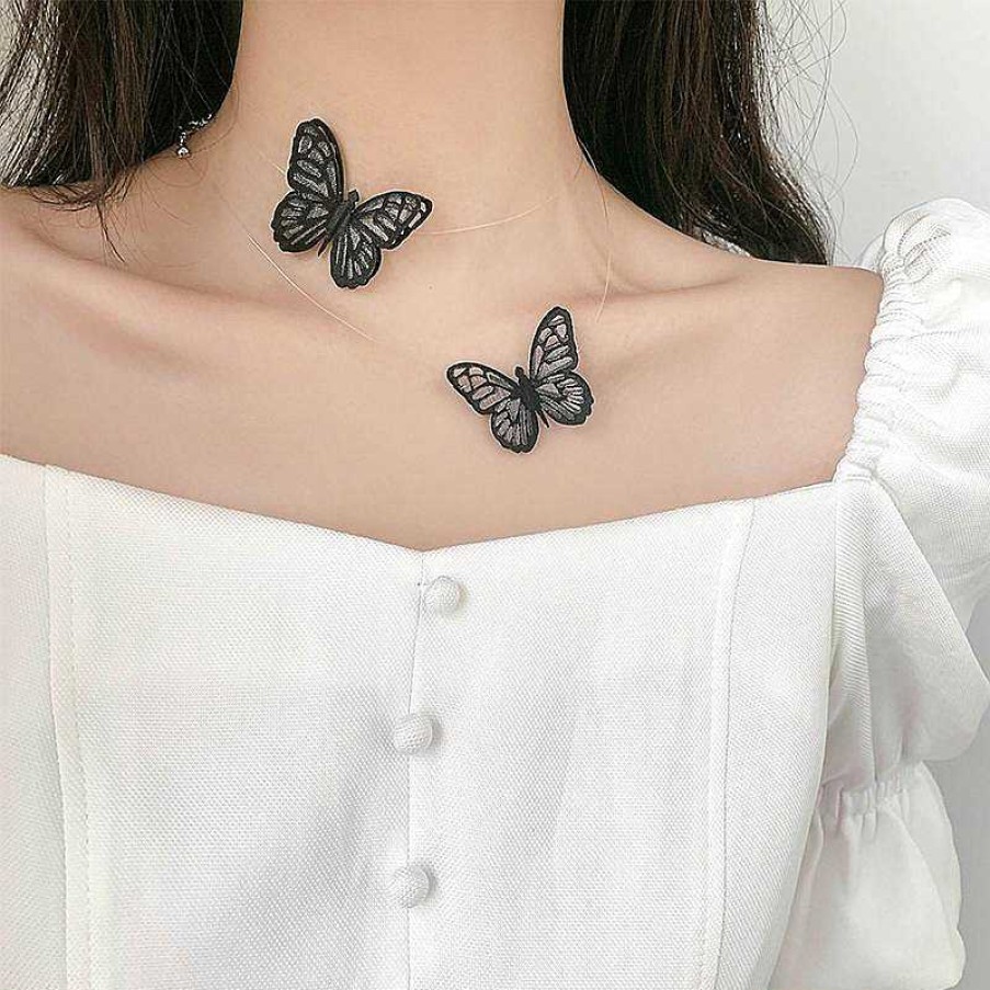 Women The Korean Fashion Necklaces | Butterfly Choker Black