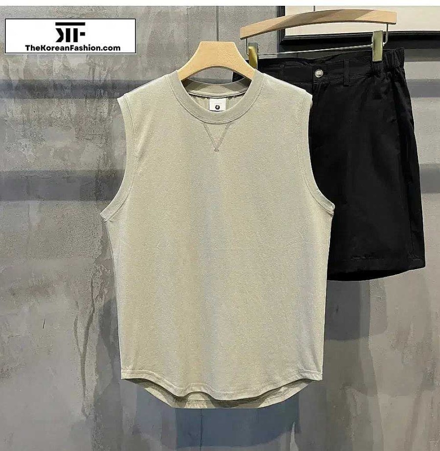 Casual Style Clothes The Korean Fashion | Curved Hem Round Neck Sleeveless Vest