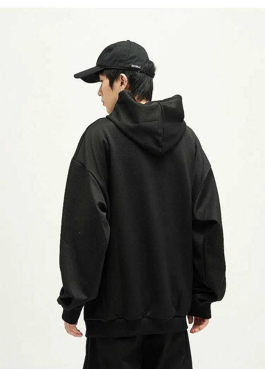 Clothing The Korean Fashion | Retro Textured Hooded Sweatshirt