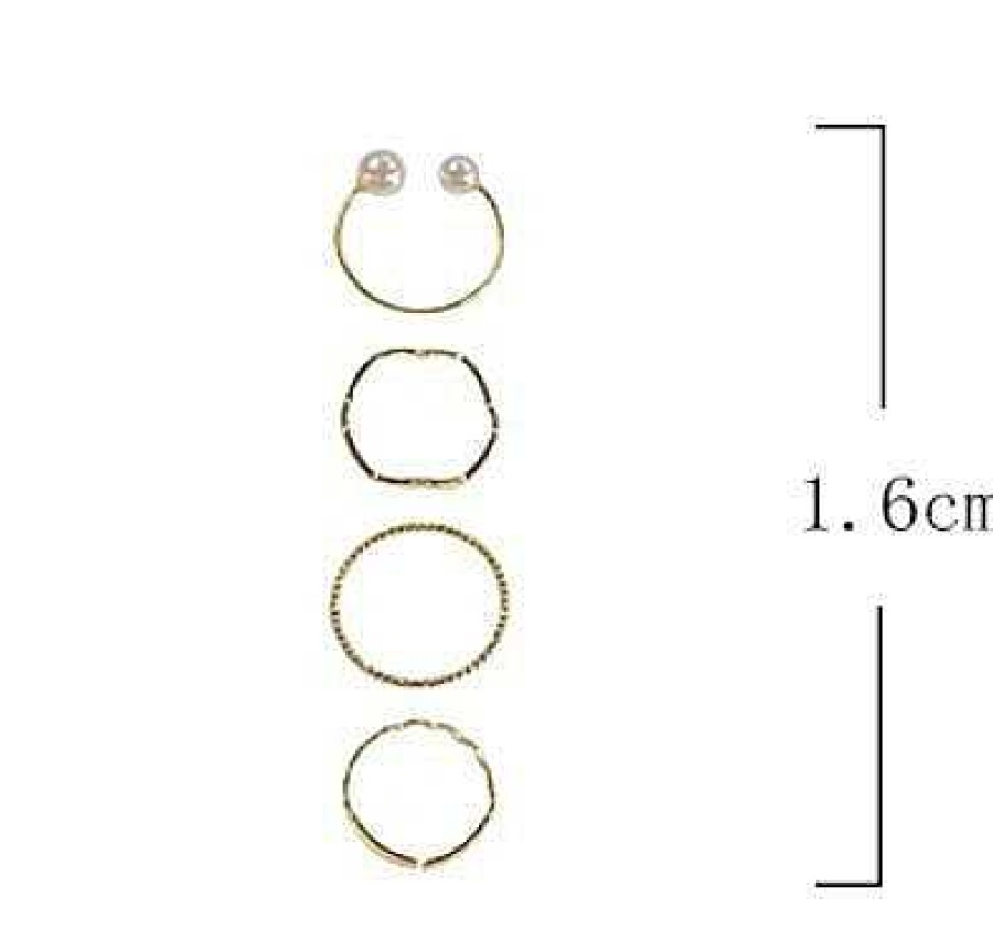 Women The Korean Fashion Rings | Plain Ring Set Of Gold-4