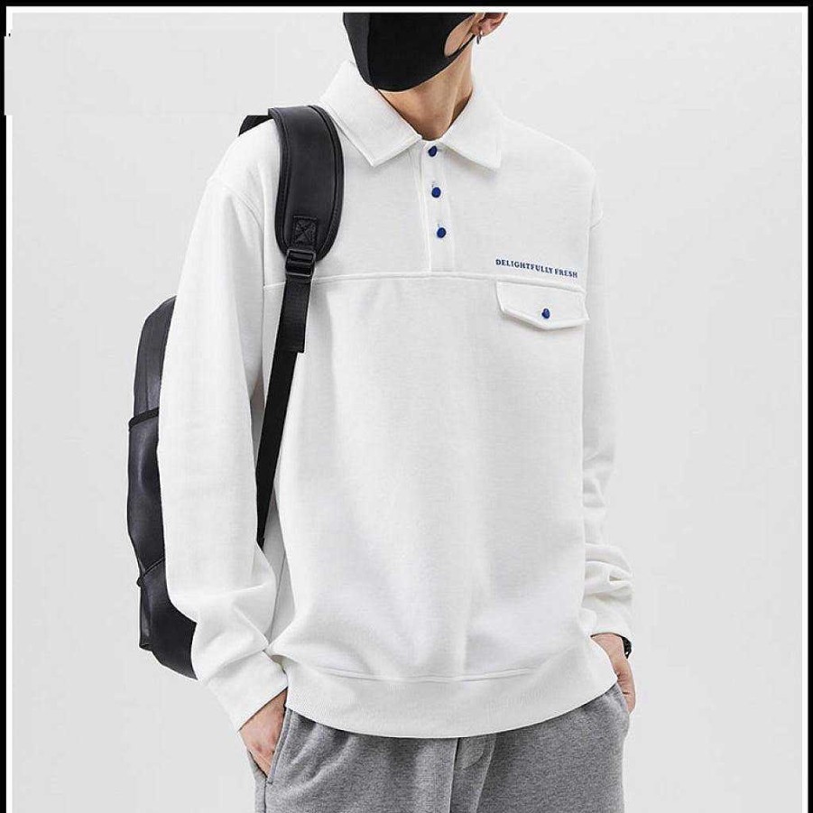 Clothing The Korean Fashion | Polo Design Long-Sleeved Pullover