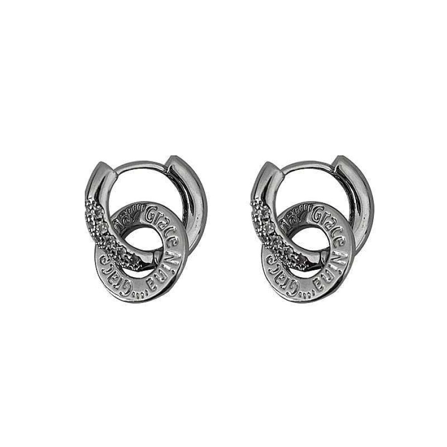 Women The Korean Fashion Earrings | Double Ring Earrings Silver